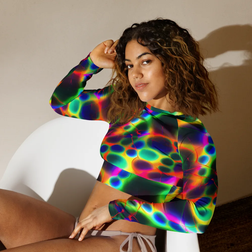 Lucid Voltage on Long Sleeve Crop Top — Left Front