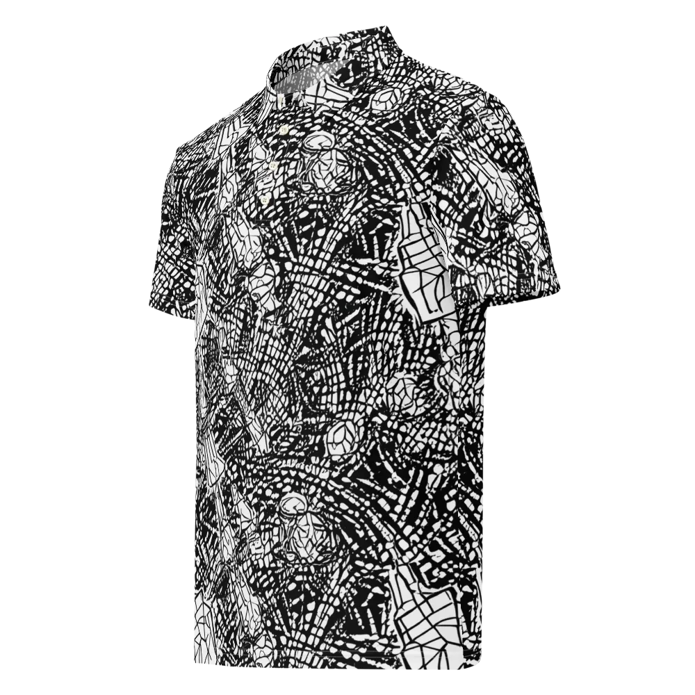 Obsidian Static on Men's Slim Fit Polo Shirt — Left Front