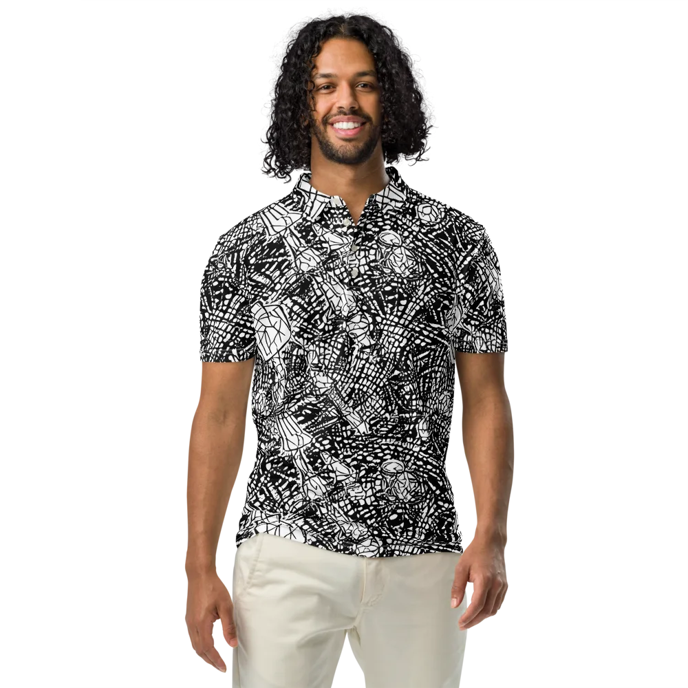 Obsidian Static on Men's Slim Fit Polo Shirt — Front