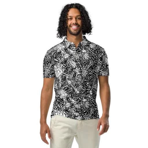 Obsidian Static on a Men's Slim Fit Polo Shirt