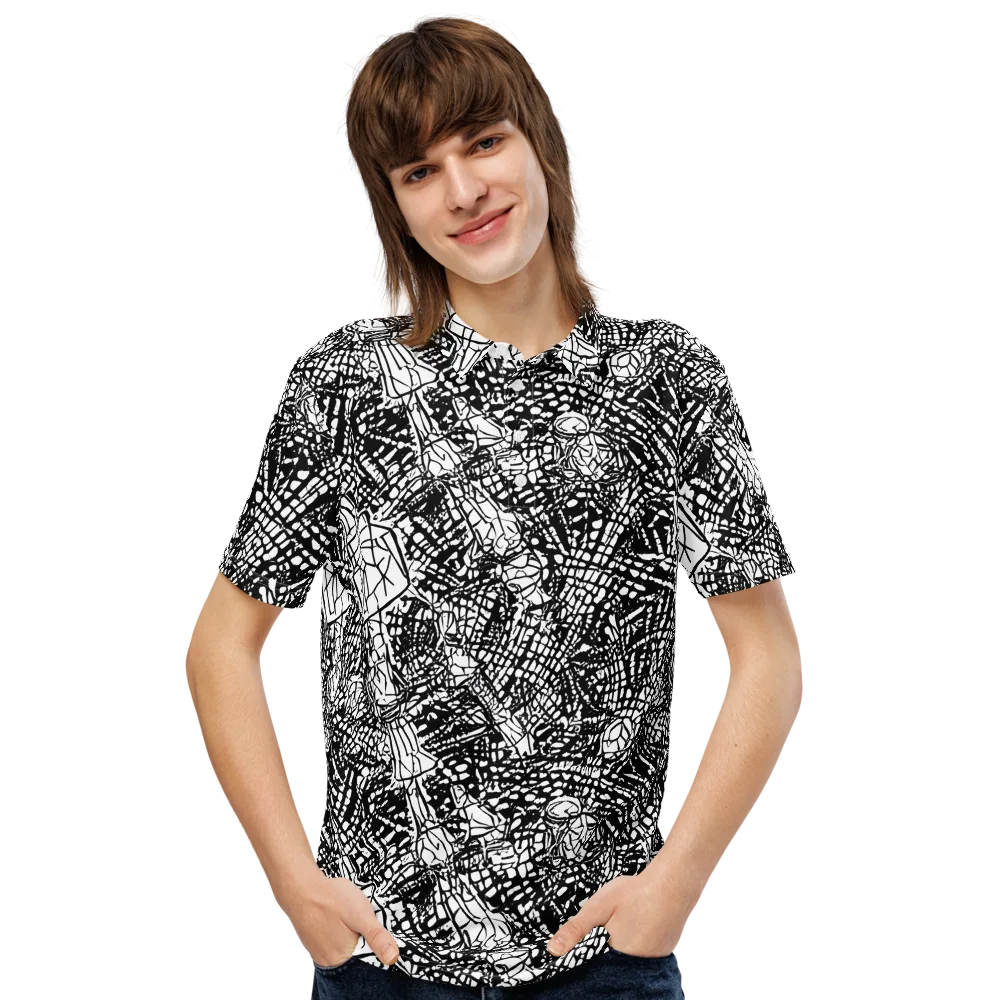 Obsidian Static on Men's Slim Fit Polo Shirt — Front