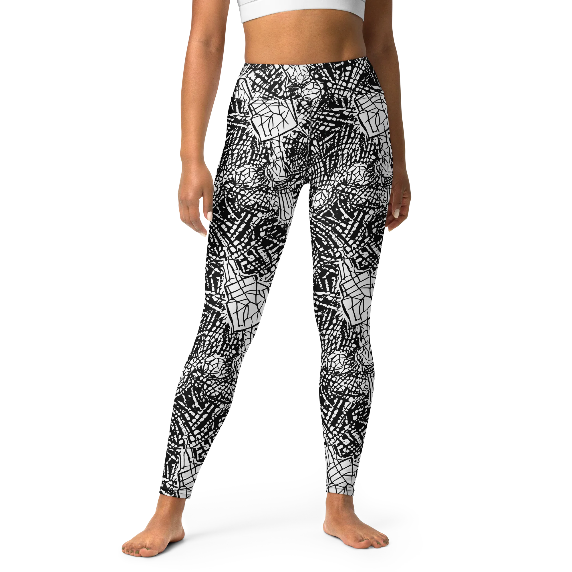 Obsidian Static on Yoga Leggings — Front