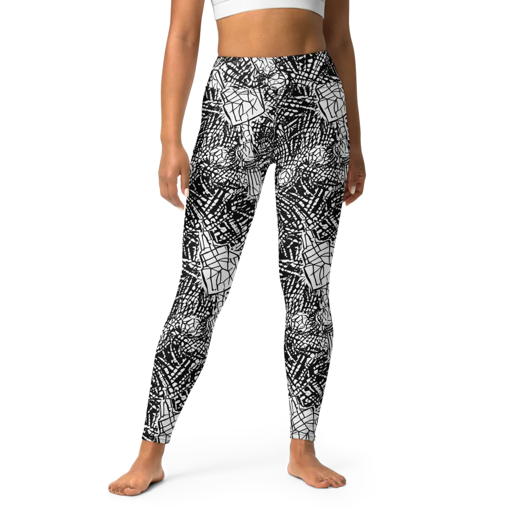 Obsidian Static on Yoga Leggings — Front