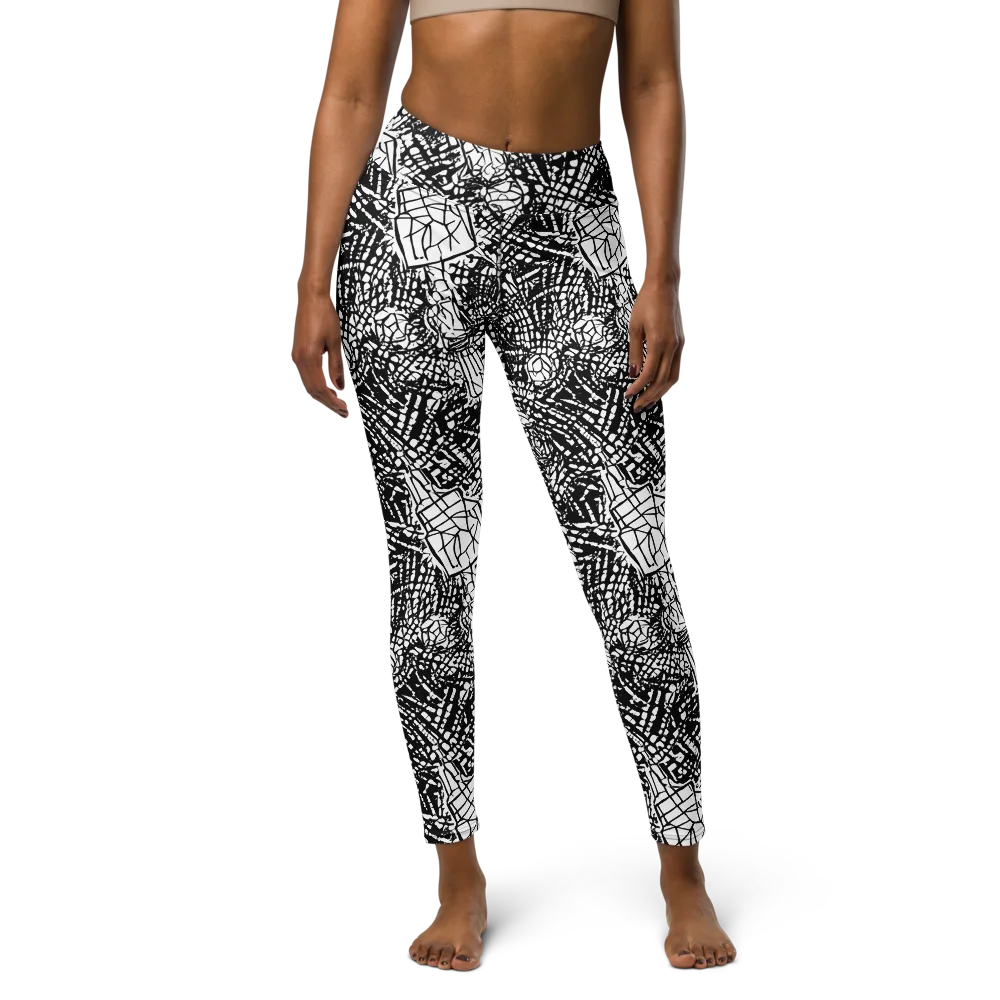 Obsidian Static on Yoga Leggings — Front