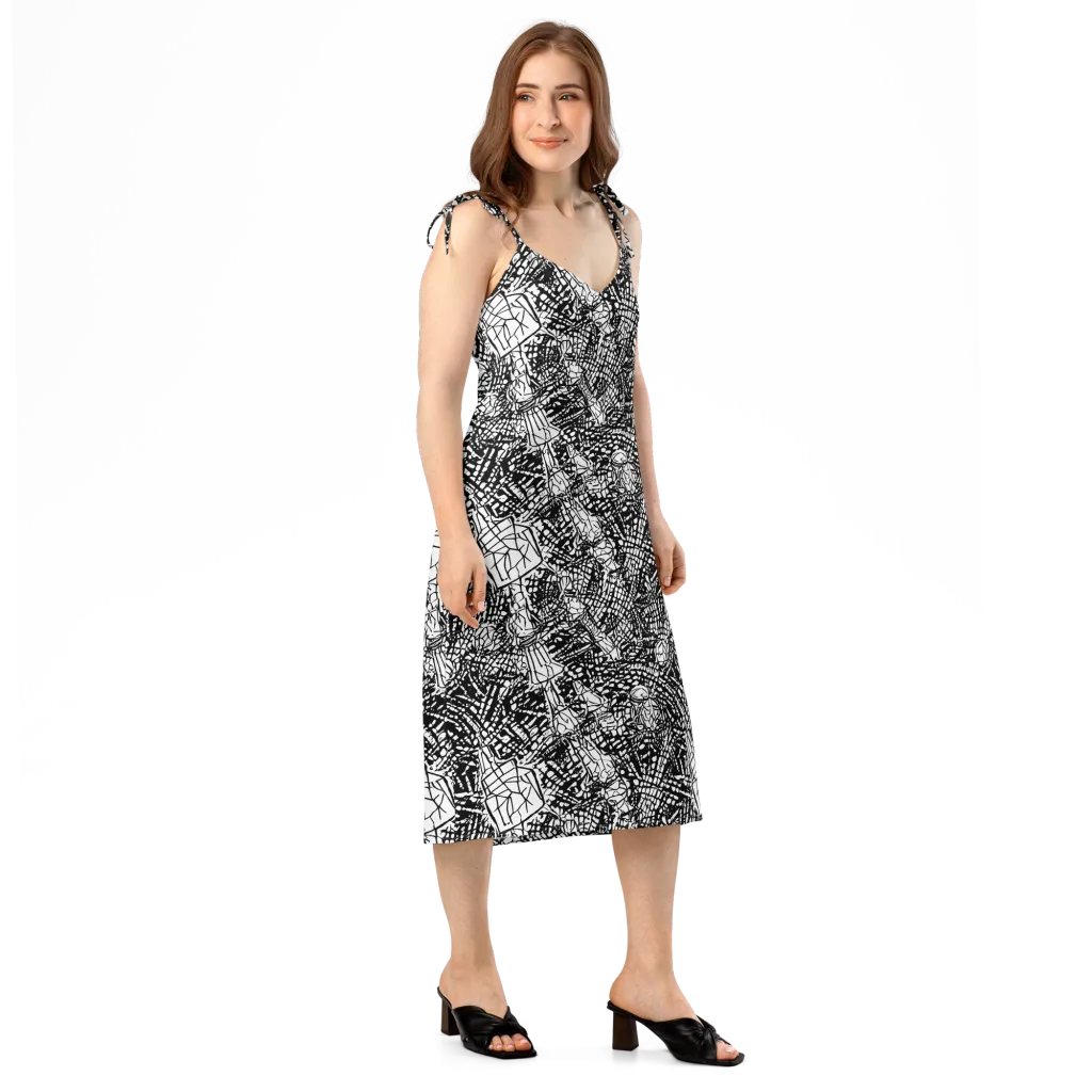 Obsidian Static on Slip Dress — Right Front