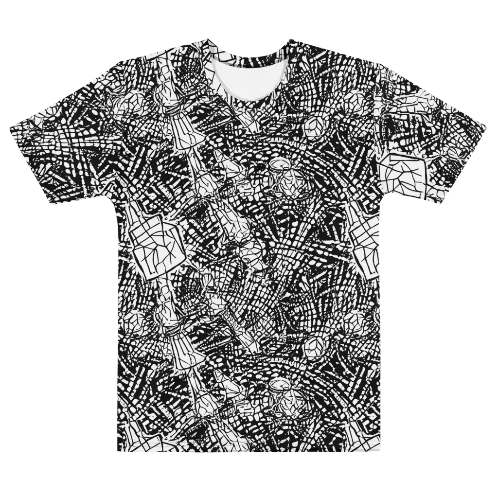 Obsidian Static on Men's Cotton Crew Neck T-Shirt — Front