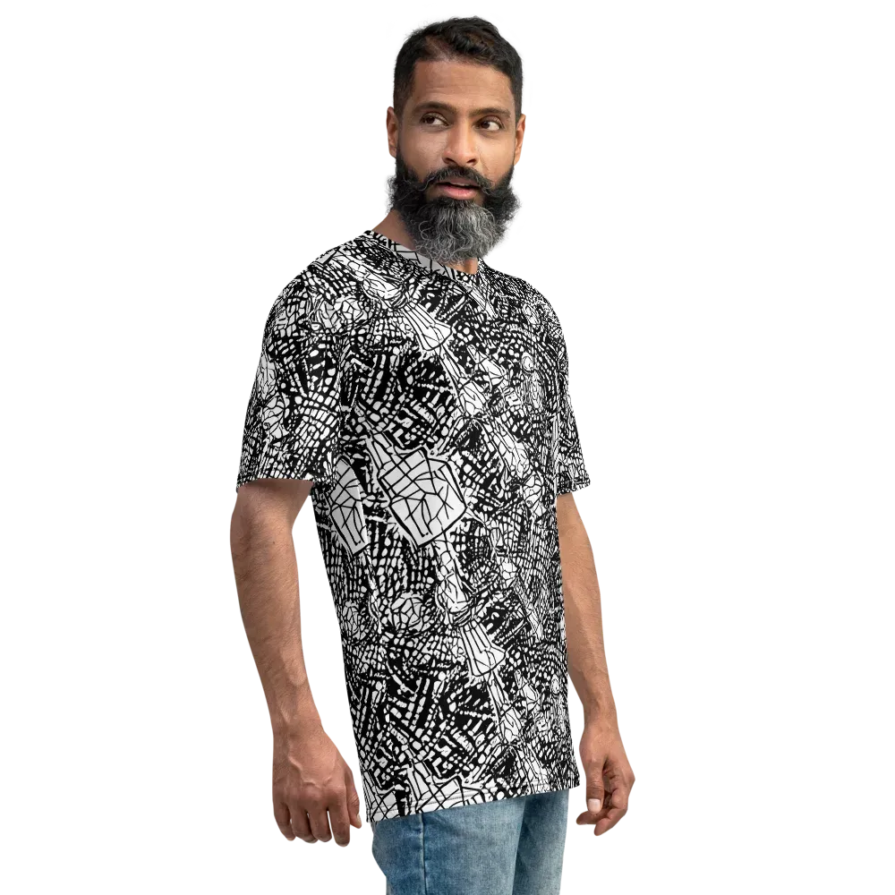 Obsidian Static on Men's Crew Neck T-Shirt — Right