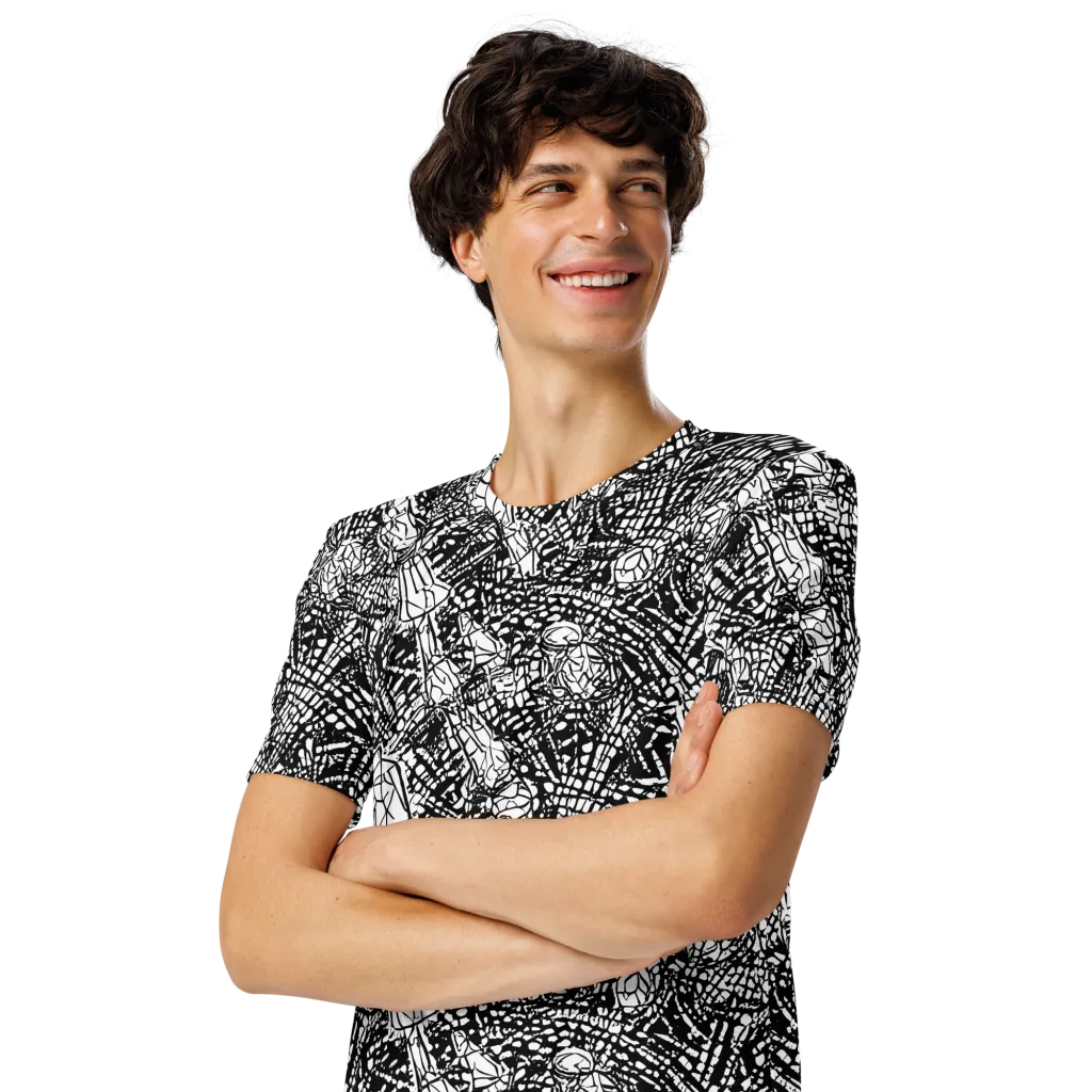 Obsidian Static on Men's Crew Neck T-Shirt — Left Front