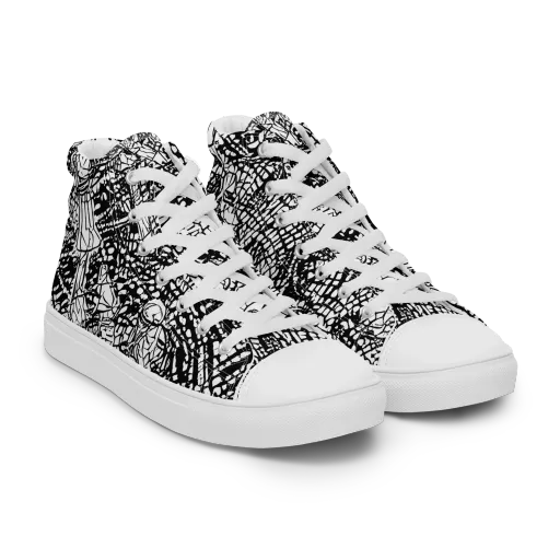 Obsidian Static on a Men's High Top Canvas Shoes