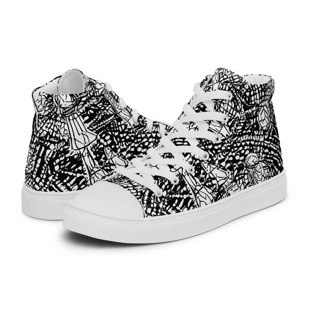Obsidian Static on Men's High Top Canvas Shoes — Left