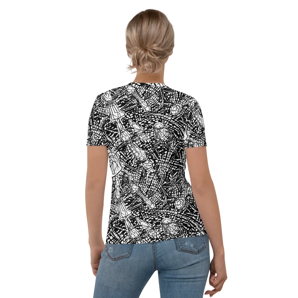 Obsidian Static on Women's Crew Neck T-Shirt — Back