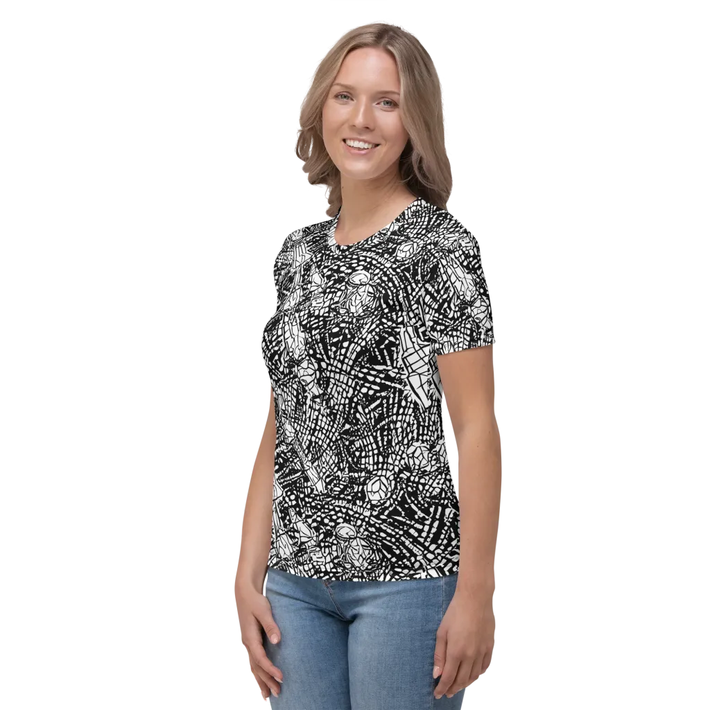 Obsidian Static on Women's Crew Neck T-Shirt — Left
