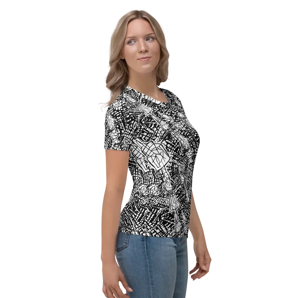 Obsidian Static on Women's Crew Neck T-Shirt — Right