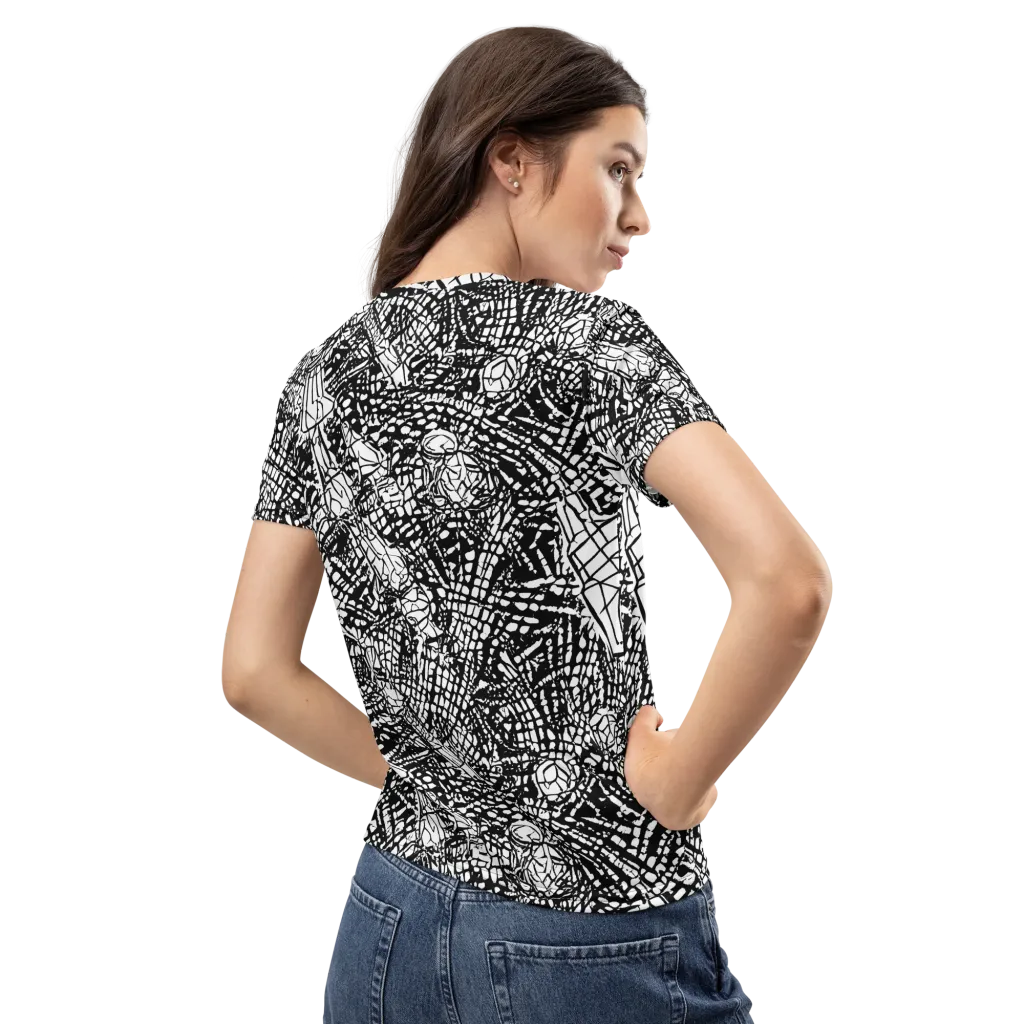 Obsidian Static on Women's Crew Neck T-Shirt — Back