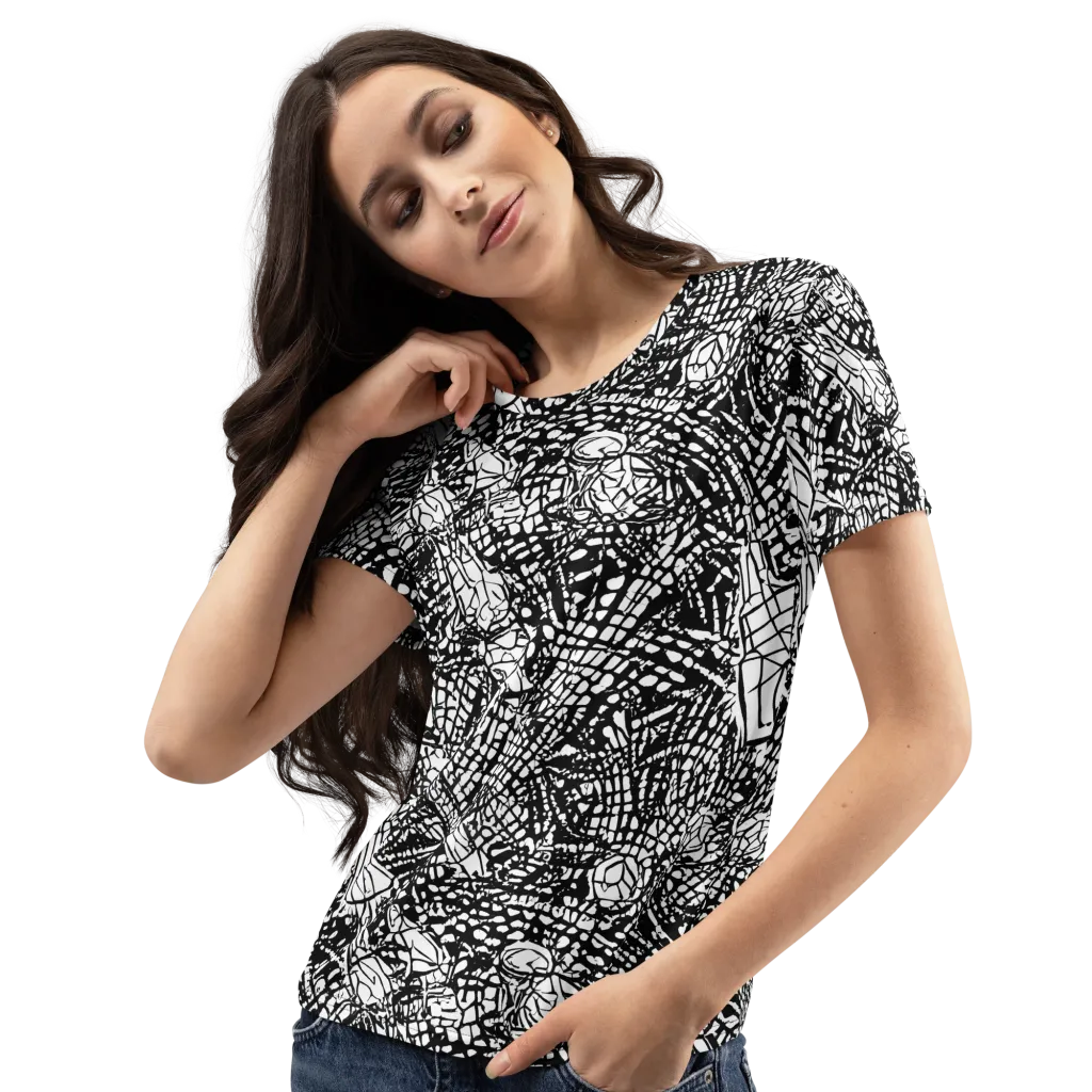 Obsidian Static on Women's Crew Neck T-Shirt — Left Front