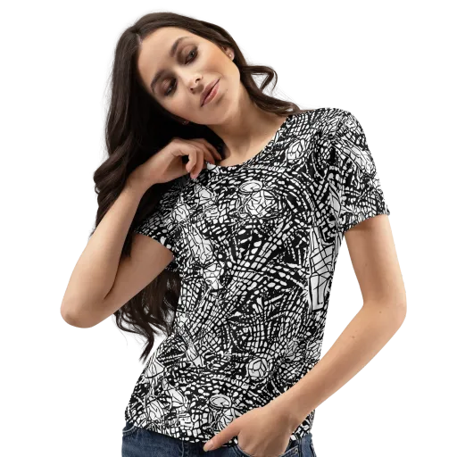 Obsidian Static on a Women's Crew Neck T-Shirt