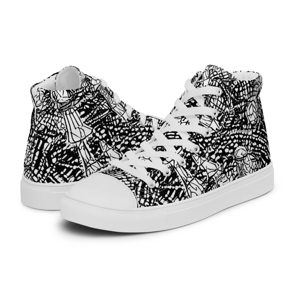 Obsidian Static on Women's High Top Canvas Shoes — Left