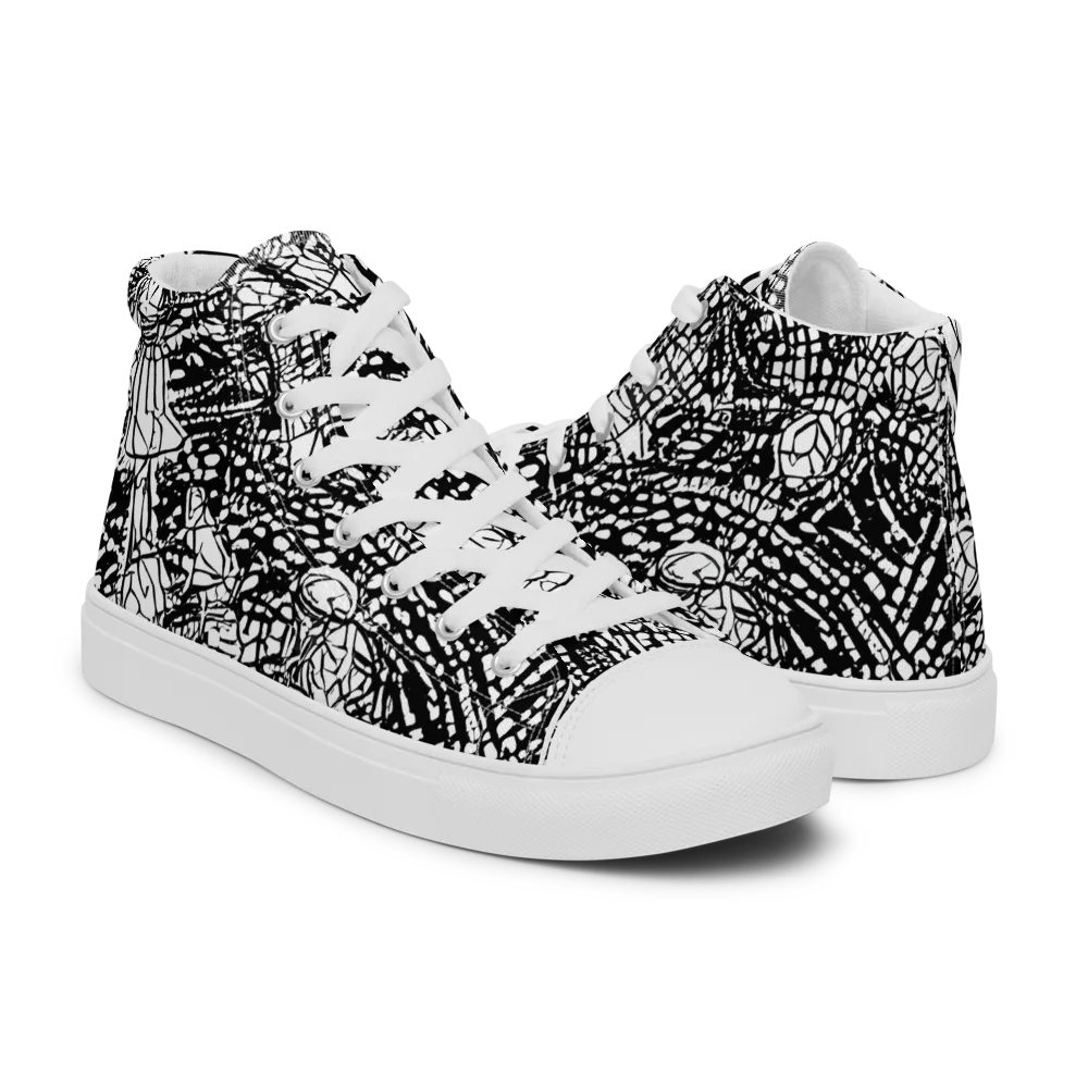 Obsidian Static on Women's High Top Canvas Shoes — Right