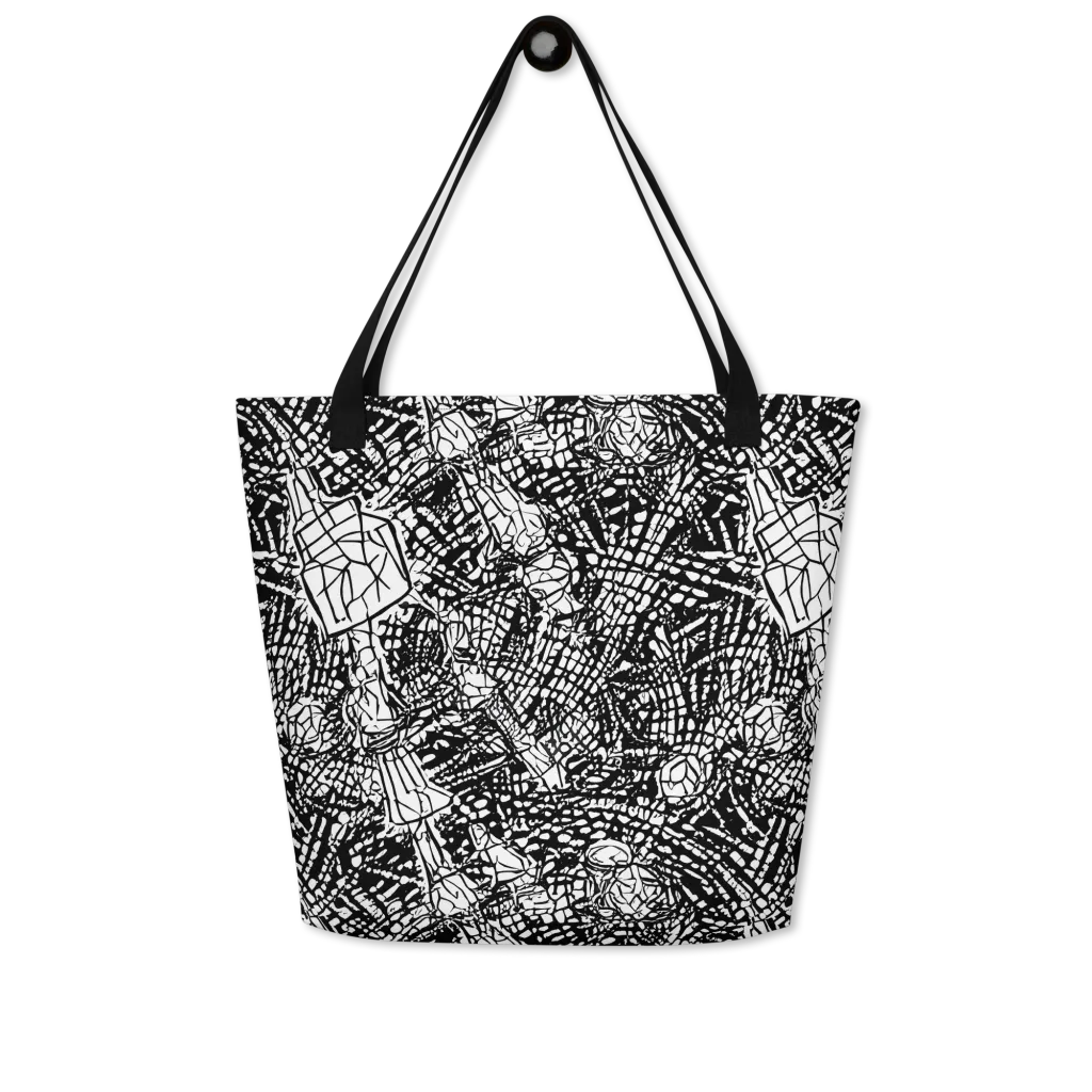 Obsidian Static on Large Tote Bag W/ Pocket — Front