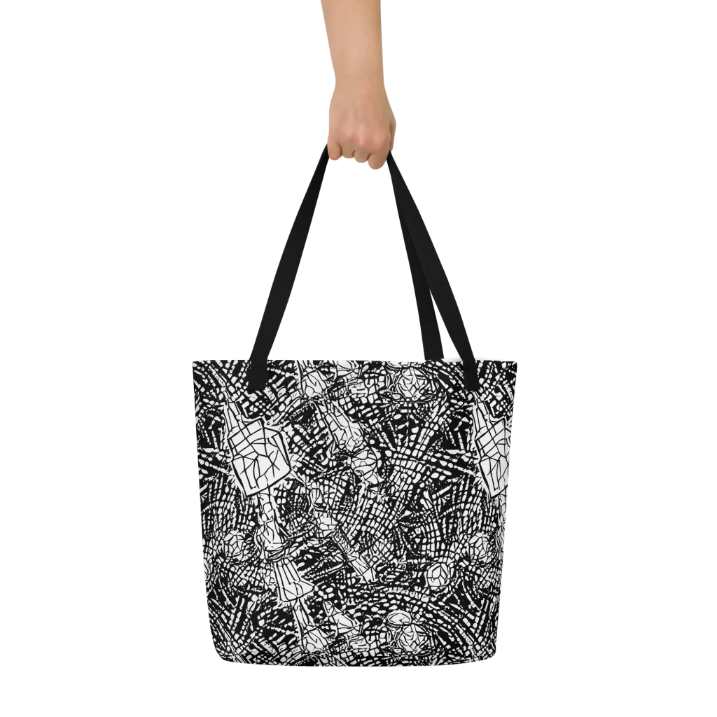 Obsidian Static on Large Tote Bag W/ Pocket — Front