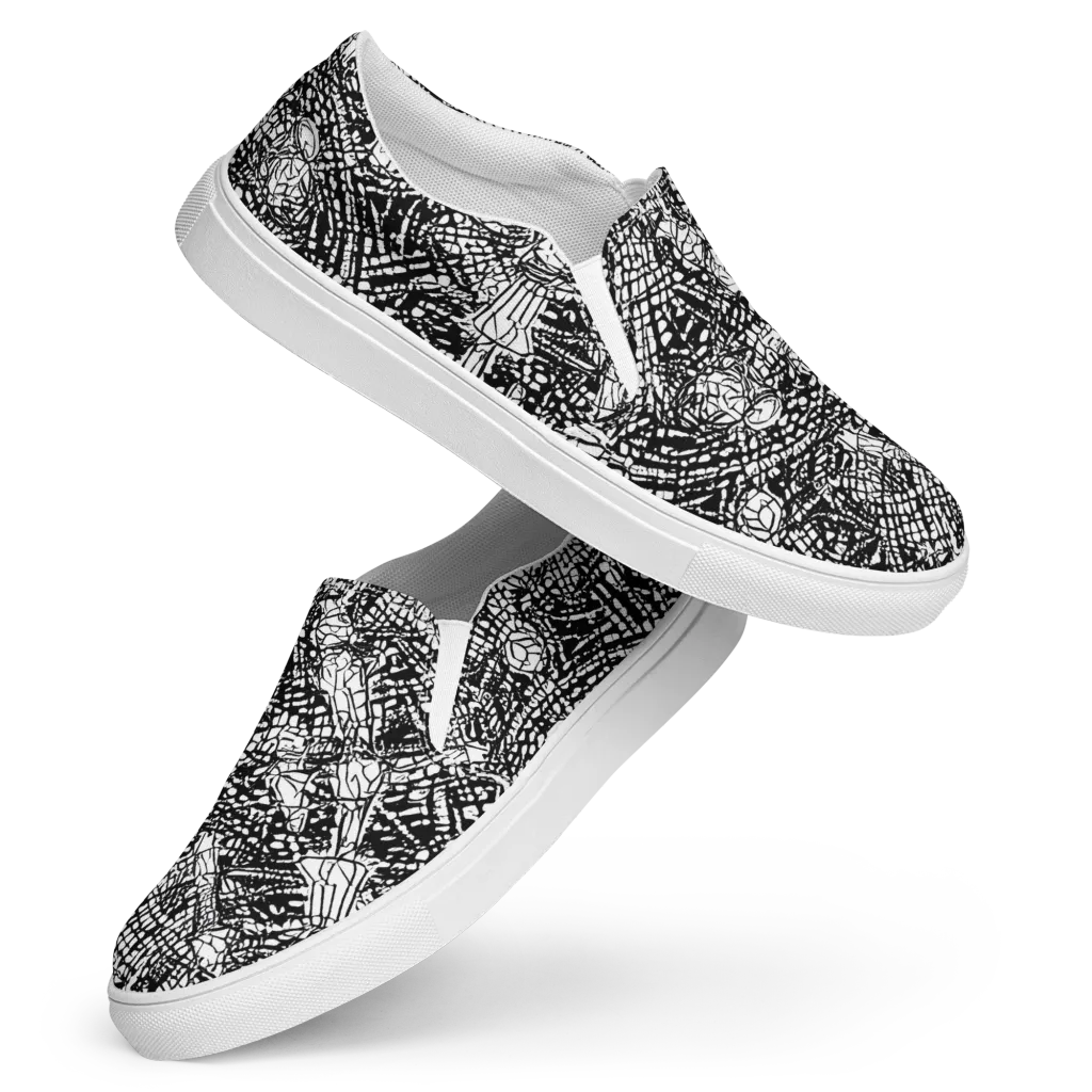 Obsidian Static on Women's Slip-On Canvas Shoes — Front