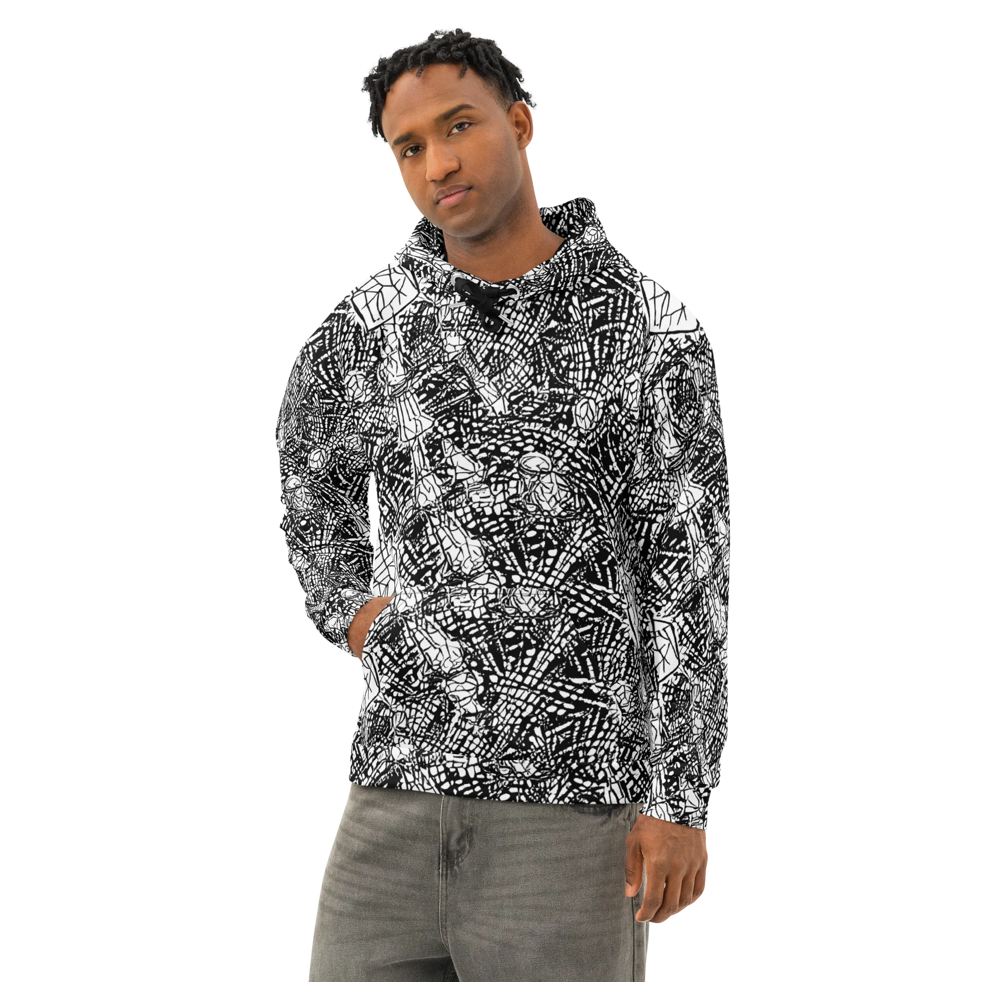 Obsidian Static on Cotton Hoodie — Left Front