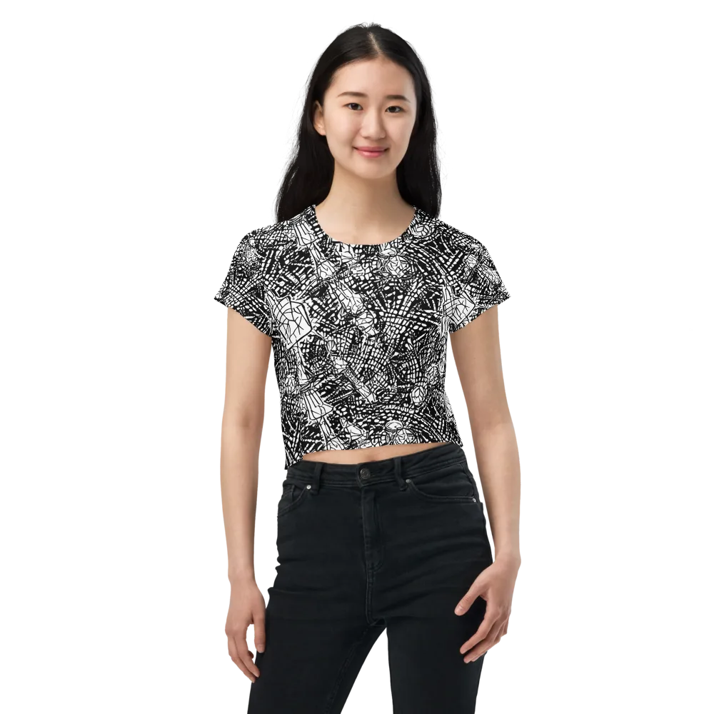 Obsidian Static on Crop Tee — Front