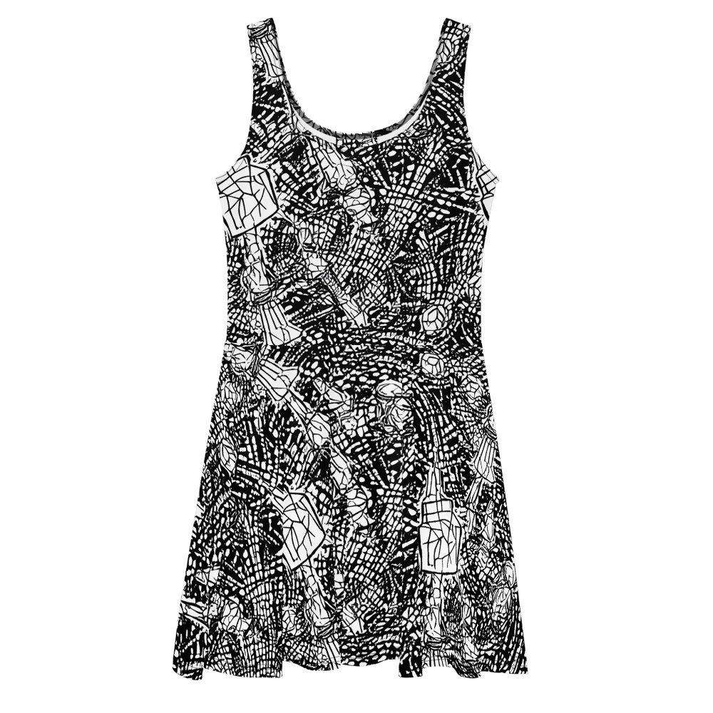 Obsidian Static on Skater Dress — Front
