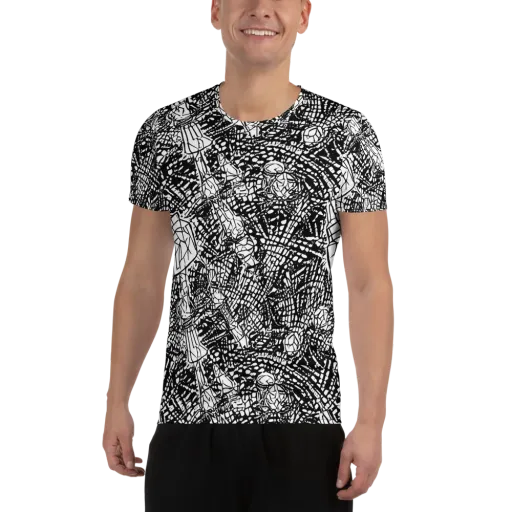 Obsidian Static on a Men's Athletic T-Shirt