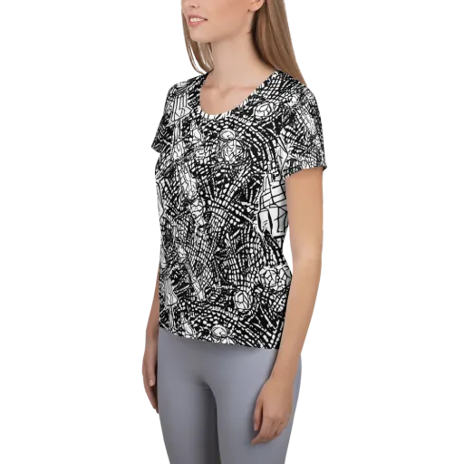 Obsidian Static on a Women's Athletic T-Shirt