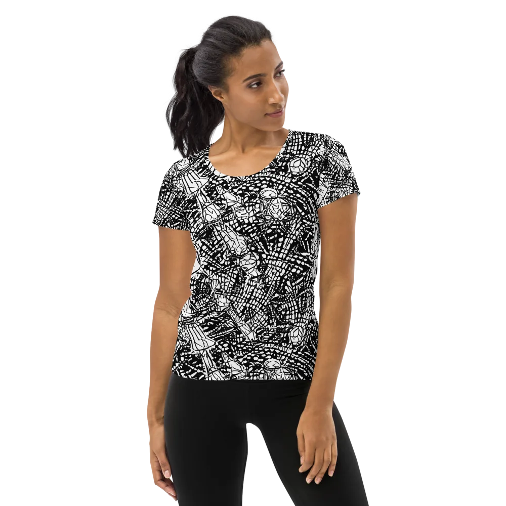 Obsidian Static on Women's Athletic T-Shirt — Front