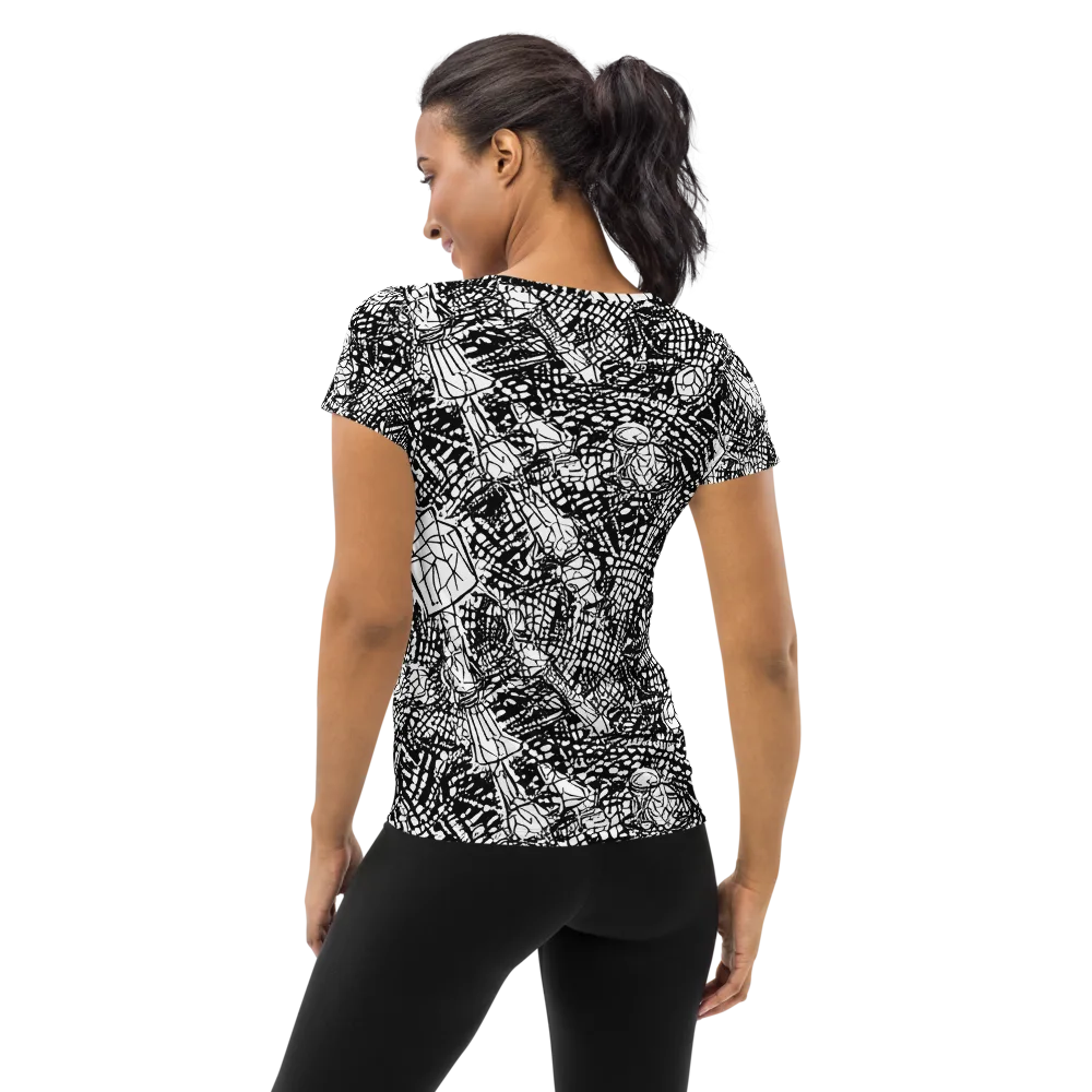 Obsidian Static on Women's Athletic T-Shirt — Back
