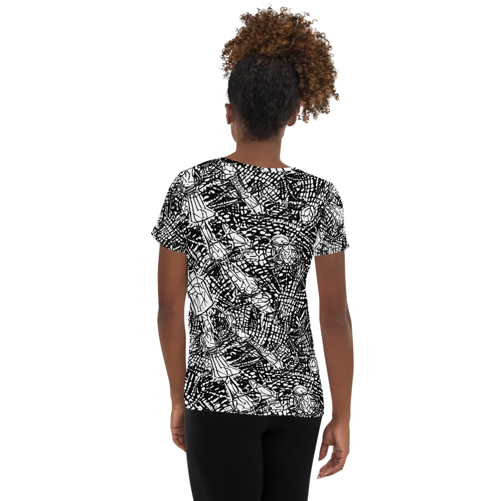 Obsidian Static on Women's Athletic T-Shirt — Back