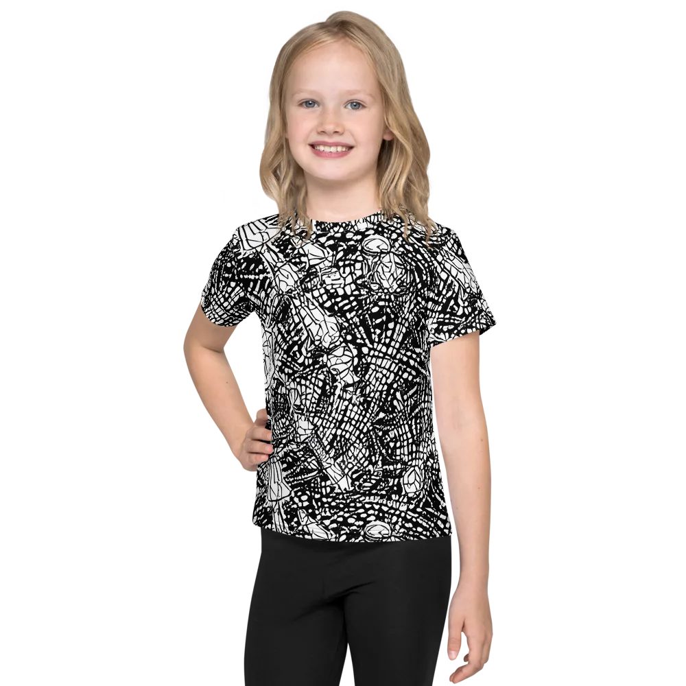 Obsidian Static on Kids Crew Neck T-Shirt — Front