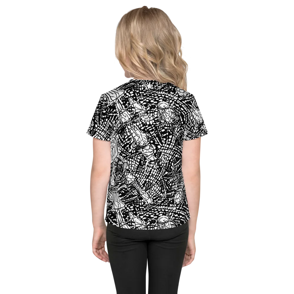 Obsidian Static on Kids Crew Neck T-Shirt — Back