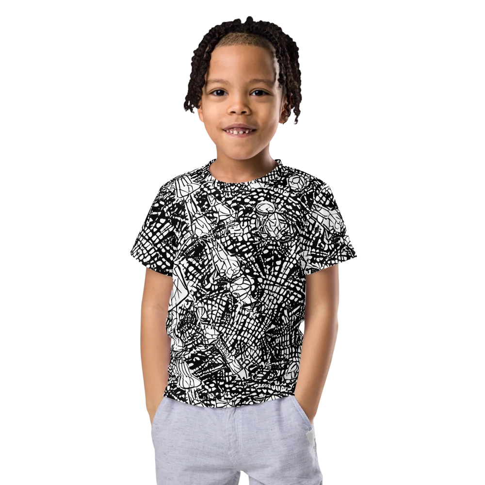 Obsidian Static on Kids Crew Neck T-Shirt — Front