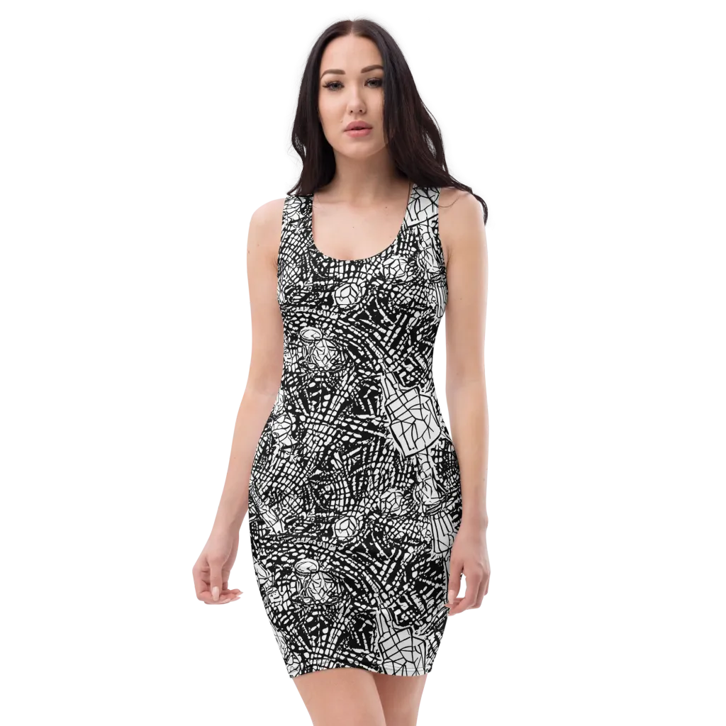 Obsidian Static on Bodycon Dress — Front