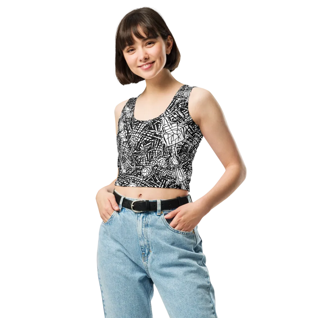 Obsidian Static on Crop Top — Front