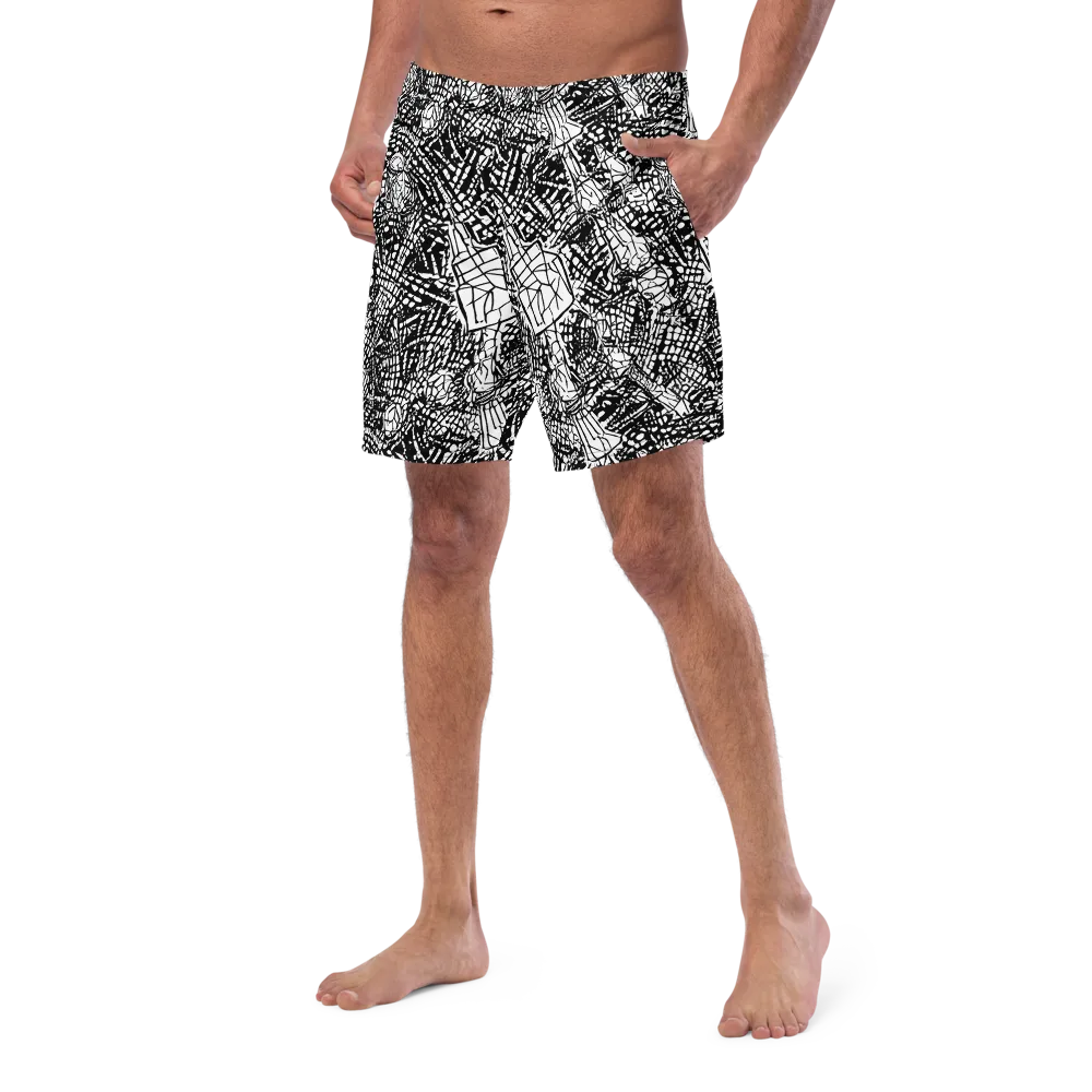 Obsidian Static on Swim Trunks — Left Front