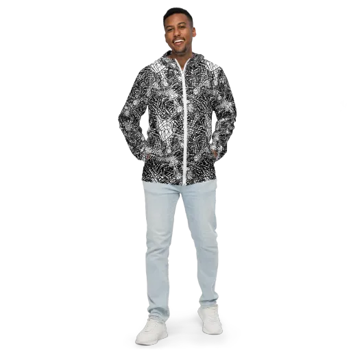 Obsidian Static on a Men's Windbreaker