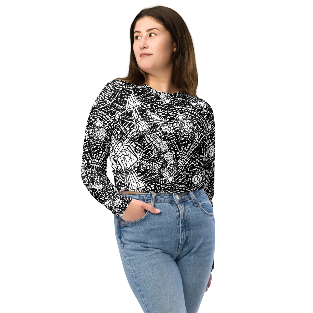 Obsidian Static on Long Sleeve Crop Top — Front