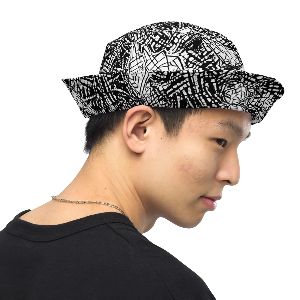 Obsidian Static on Reversible Bucket Hat — Right Outside