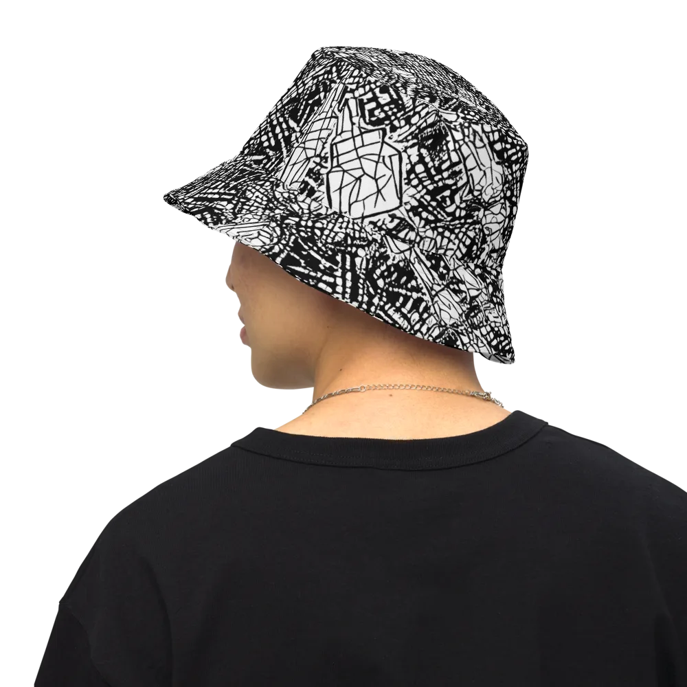 Obsidian Static on Reversible Bucket Hat — Back Inside