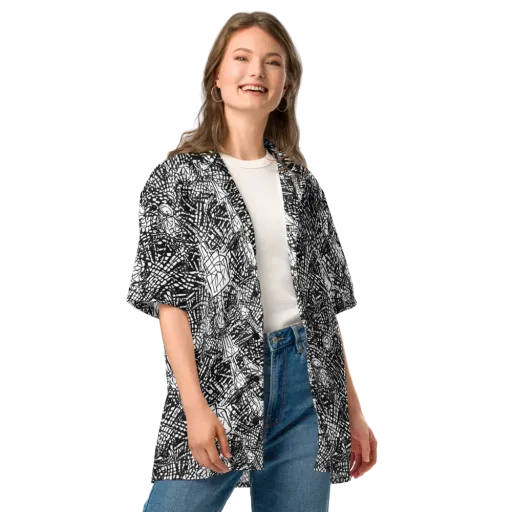 Obsidian Static on a Button Shirt