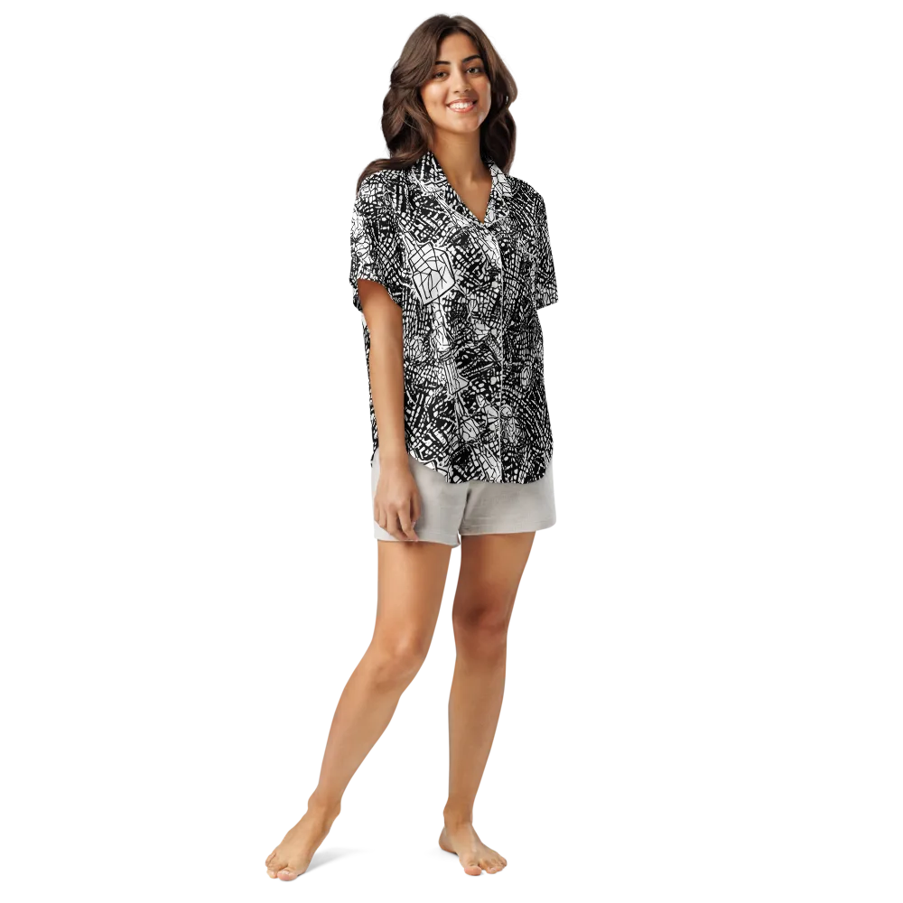 Obsidian Static on Women's Short Sleeve Pajama Top — Front