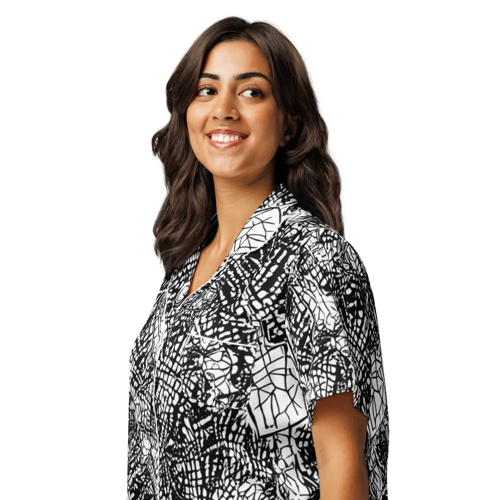 Obsidian Static on Women's Short Sleeve Pajama Top — Left Front