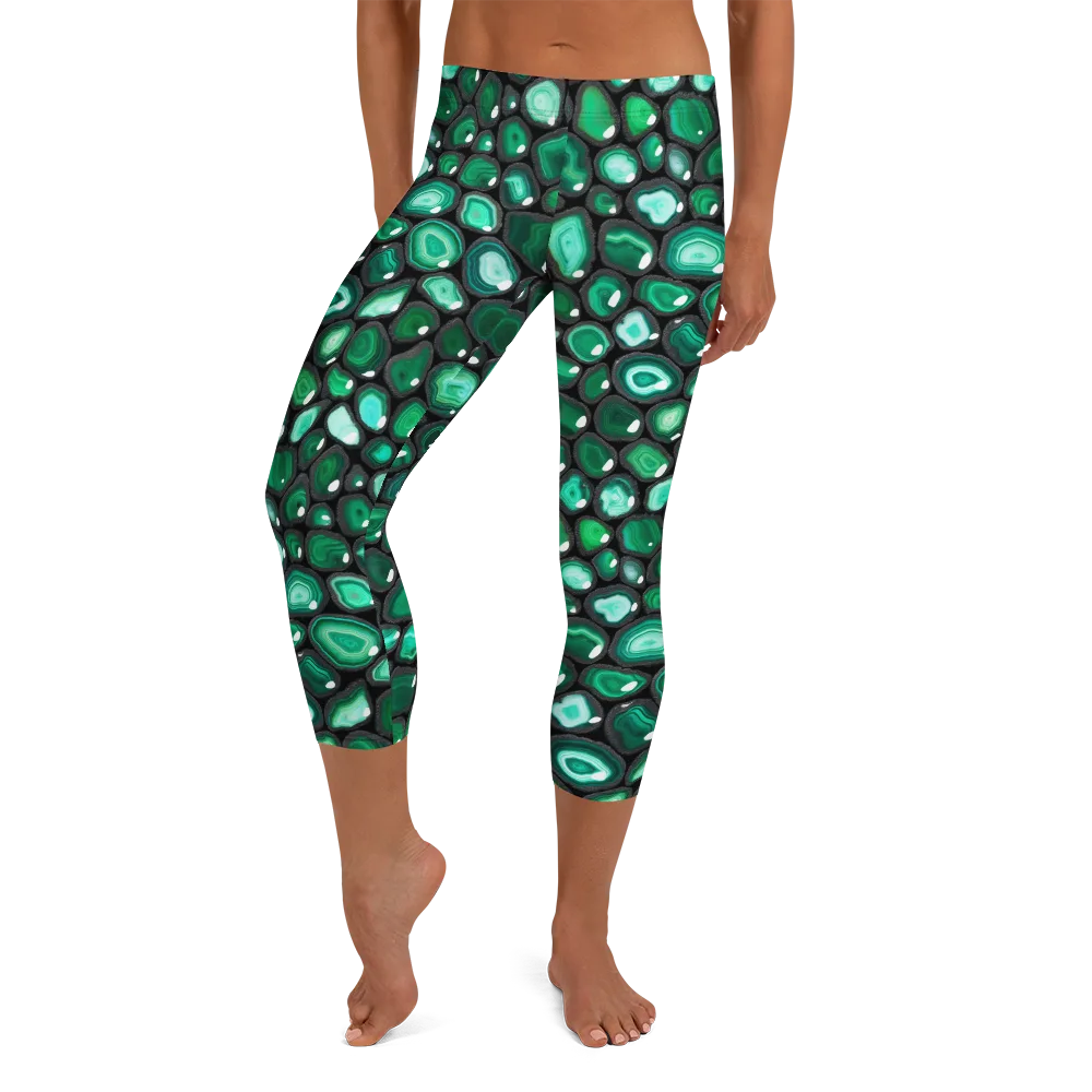 Verdant Veins on Capri Leggings — Front