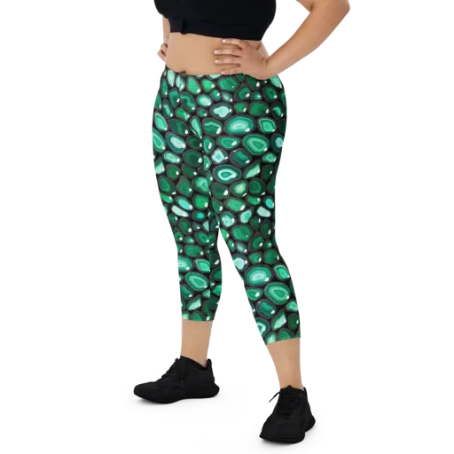 Verdant Veins on a Capri Leggings