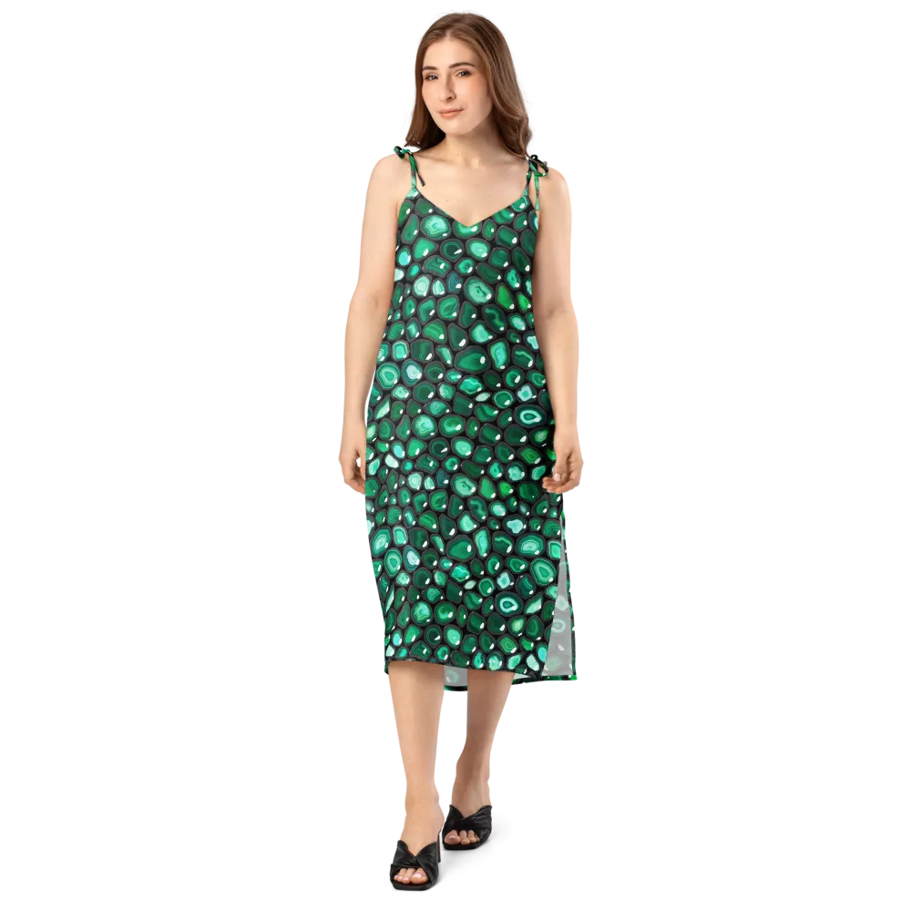 Verdant Veins on Slip Dress — Front