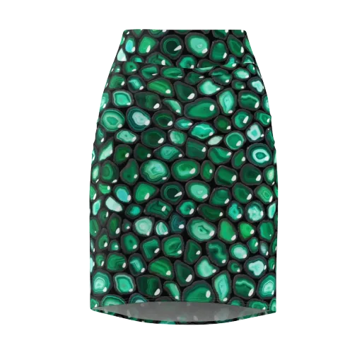 Verdant Veins on a Pencil Skirt